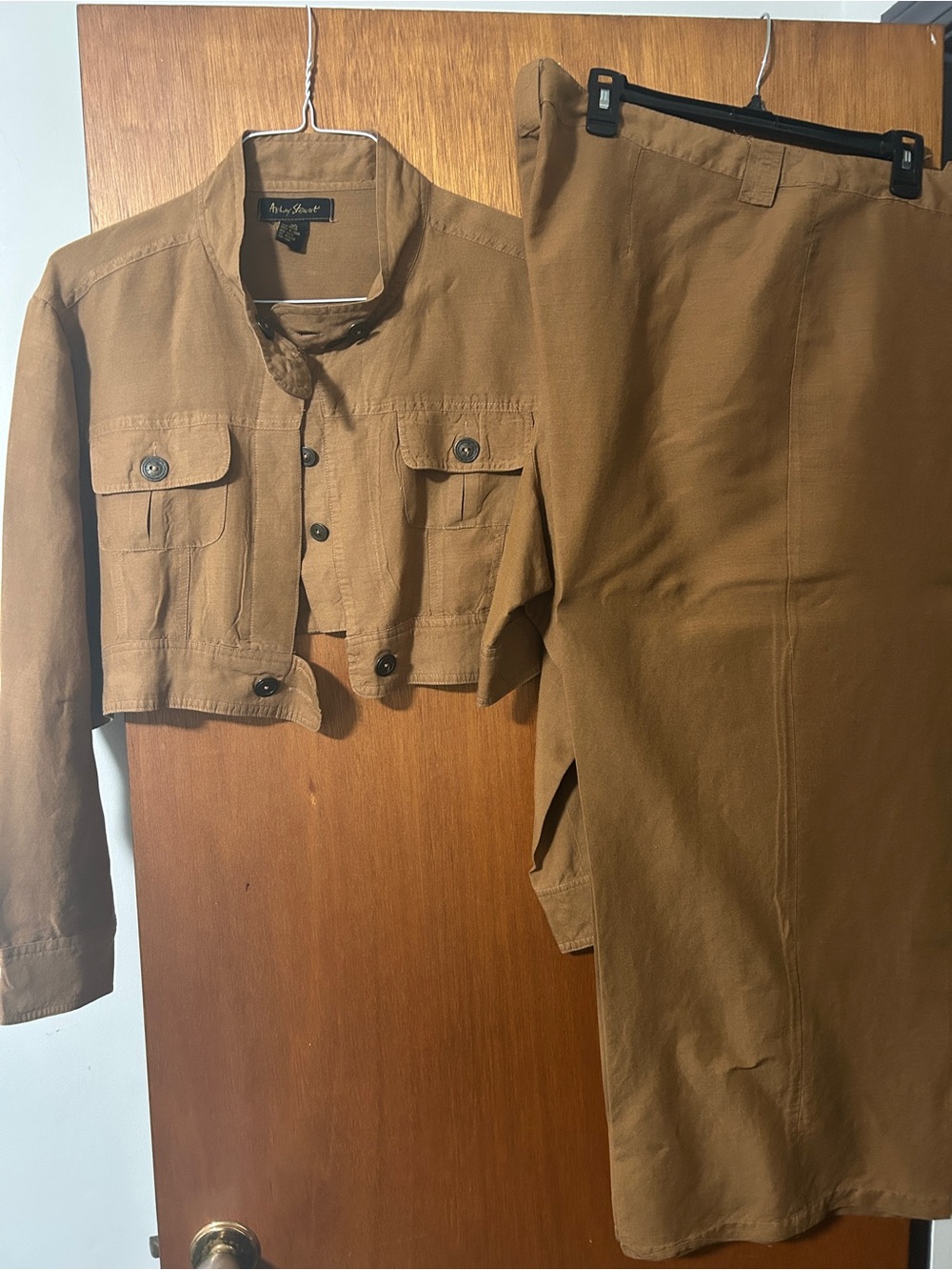 Ashley Stewart Cropped Shirt Jacket in Caramel Brown